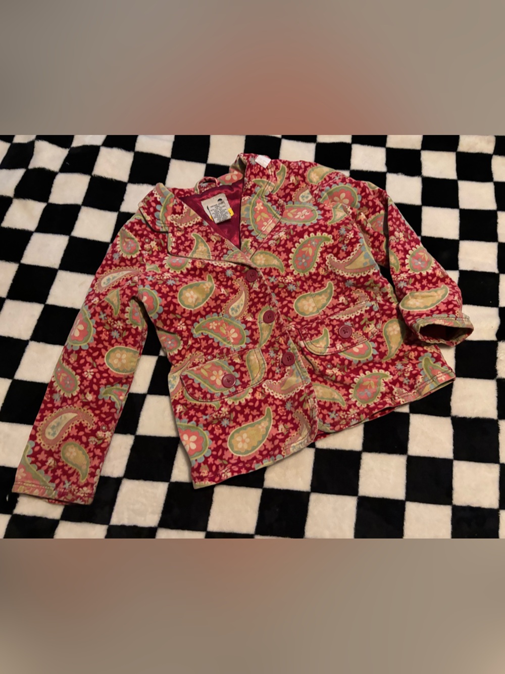 4T Sprockets Kids Paisley Button-Front Jacket - Pink & Green